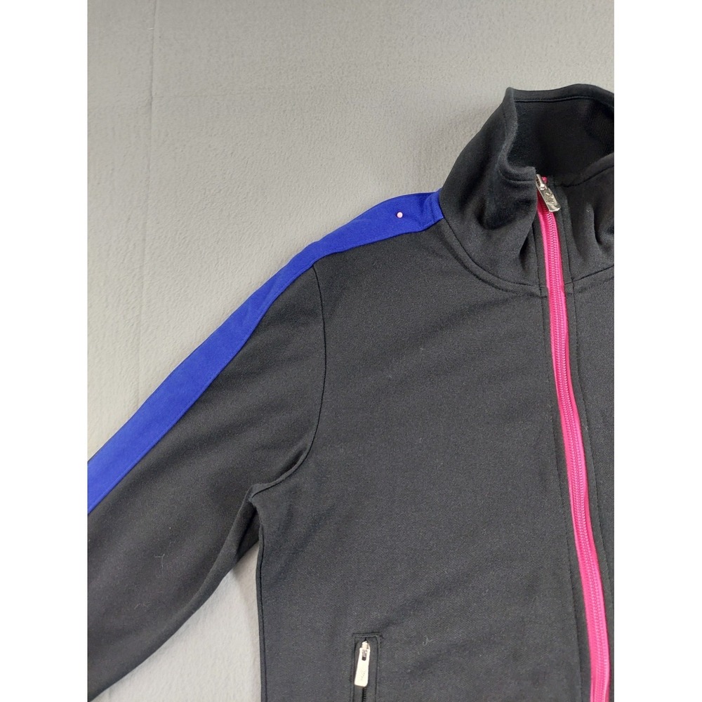 Nike Women Track Jacket M Black Pink Swoosh Logo Full Zip Mock Neck Retro Y2K - Picture 3 of 16